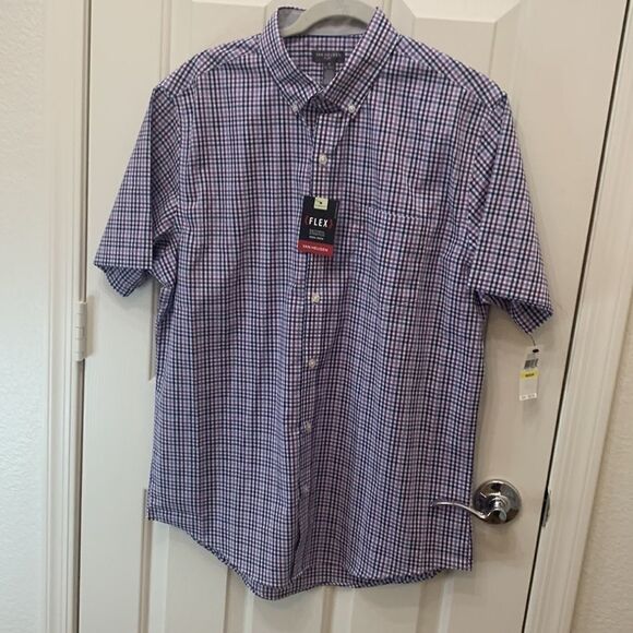 Van Heusen Flex 15-15 1/2 Stretch Non Iron Button Short Sleeve Medium Shirt - Picture 2 of 4